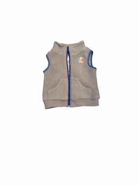 12M Nursery Rhyme Fleece Vest 🚜 Cozy Gray Sherpa Construction Truck Vest